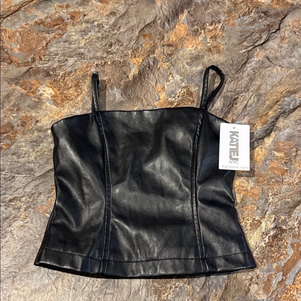 NWT Katie J NYC faux leather tank size small